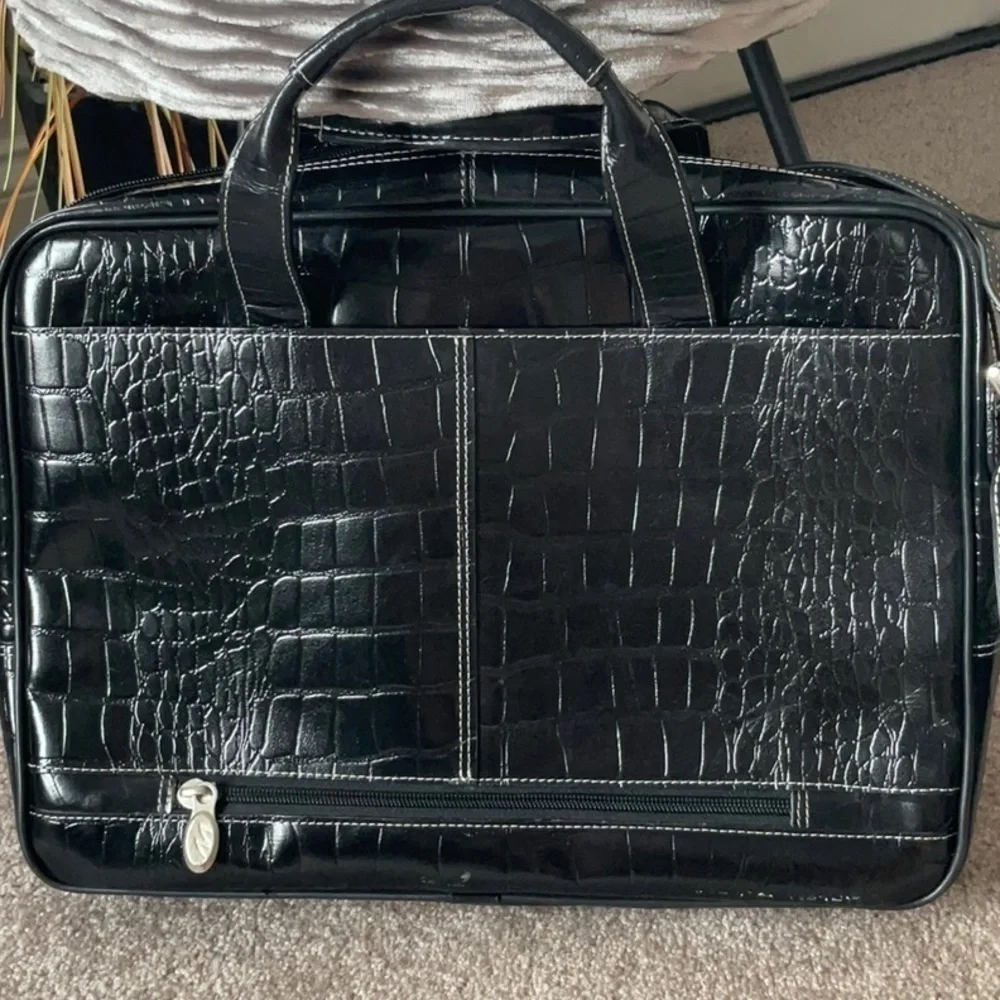 Siamod Black Leather Medium Briefcase